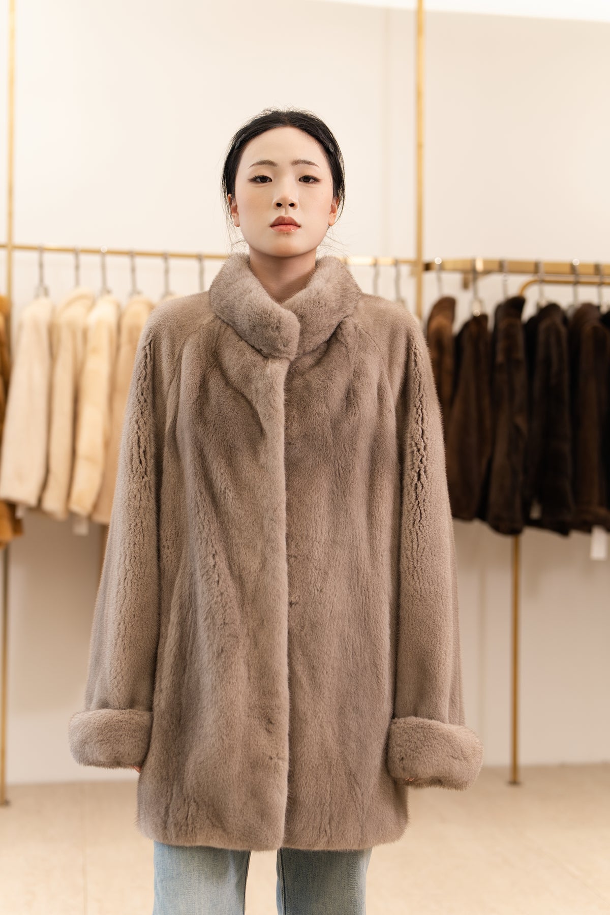 The Turn-Back Cuff Mid-Length Mink Coat