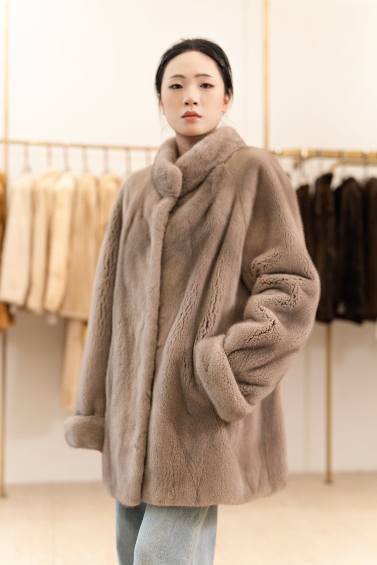 The Turn-Back Cuff Mid-Length Mink Coat