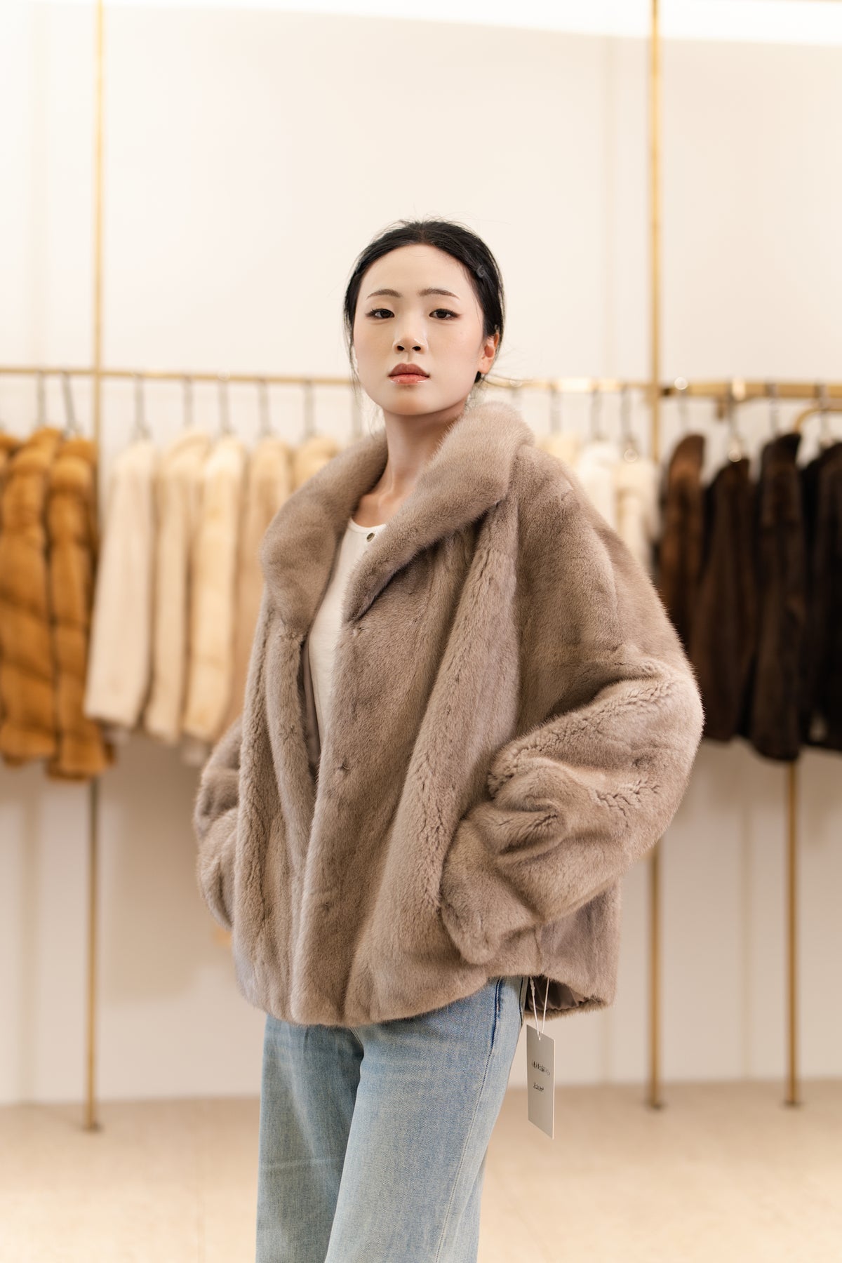The Short Wide Collar Mink Coat