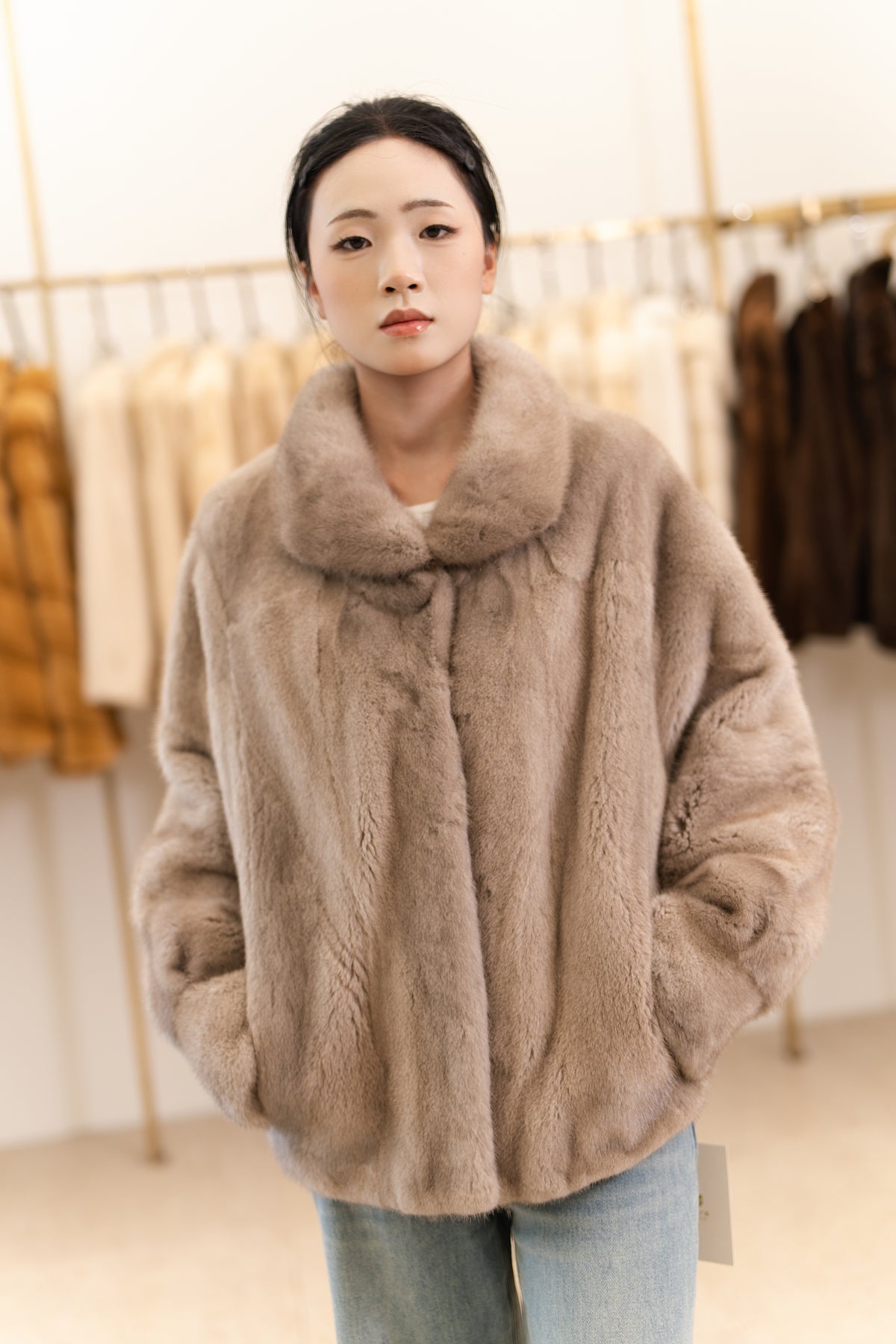 The Short Wide Collar Mink Coat