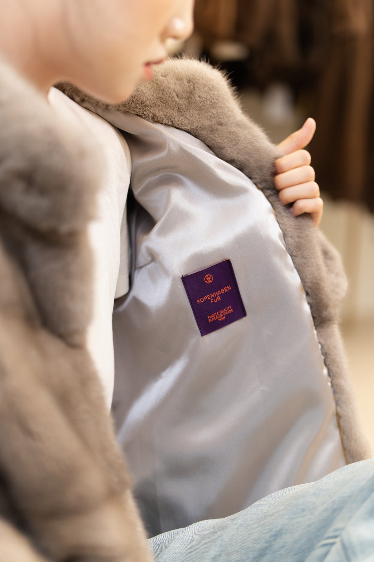 The Grid Panel Short Mink Coat