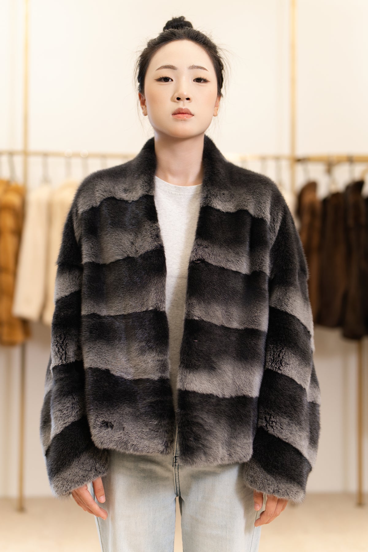 The Two-Tone Horizontal Panel Mink Coat