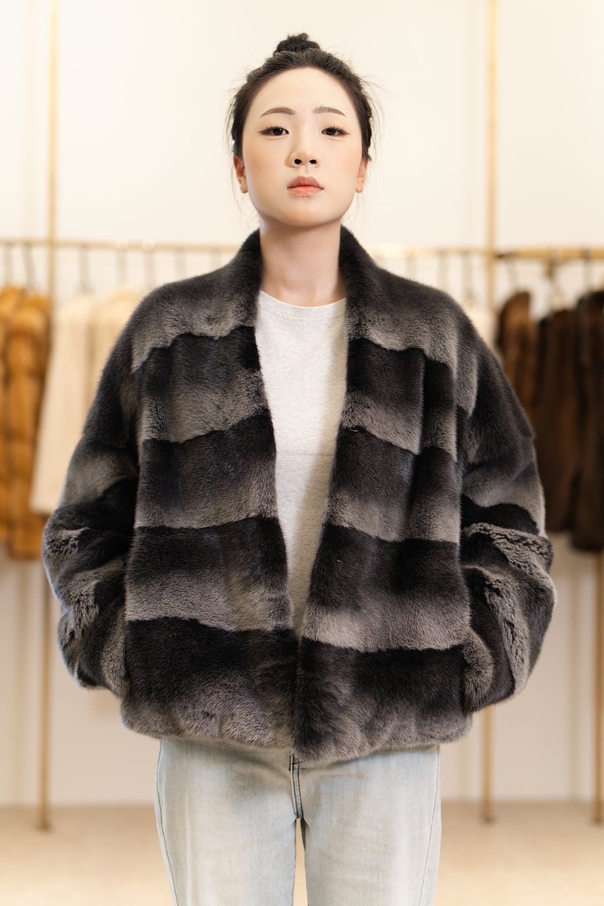 The Two-Tone Horizontal Panel Mink Coat