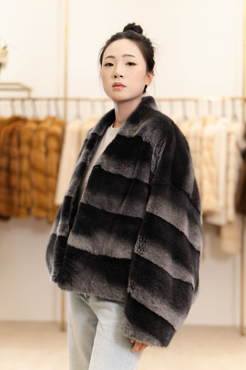 The Two-Tone Horizontal Panel Mink Coat