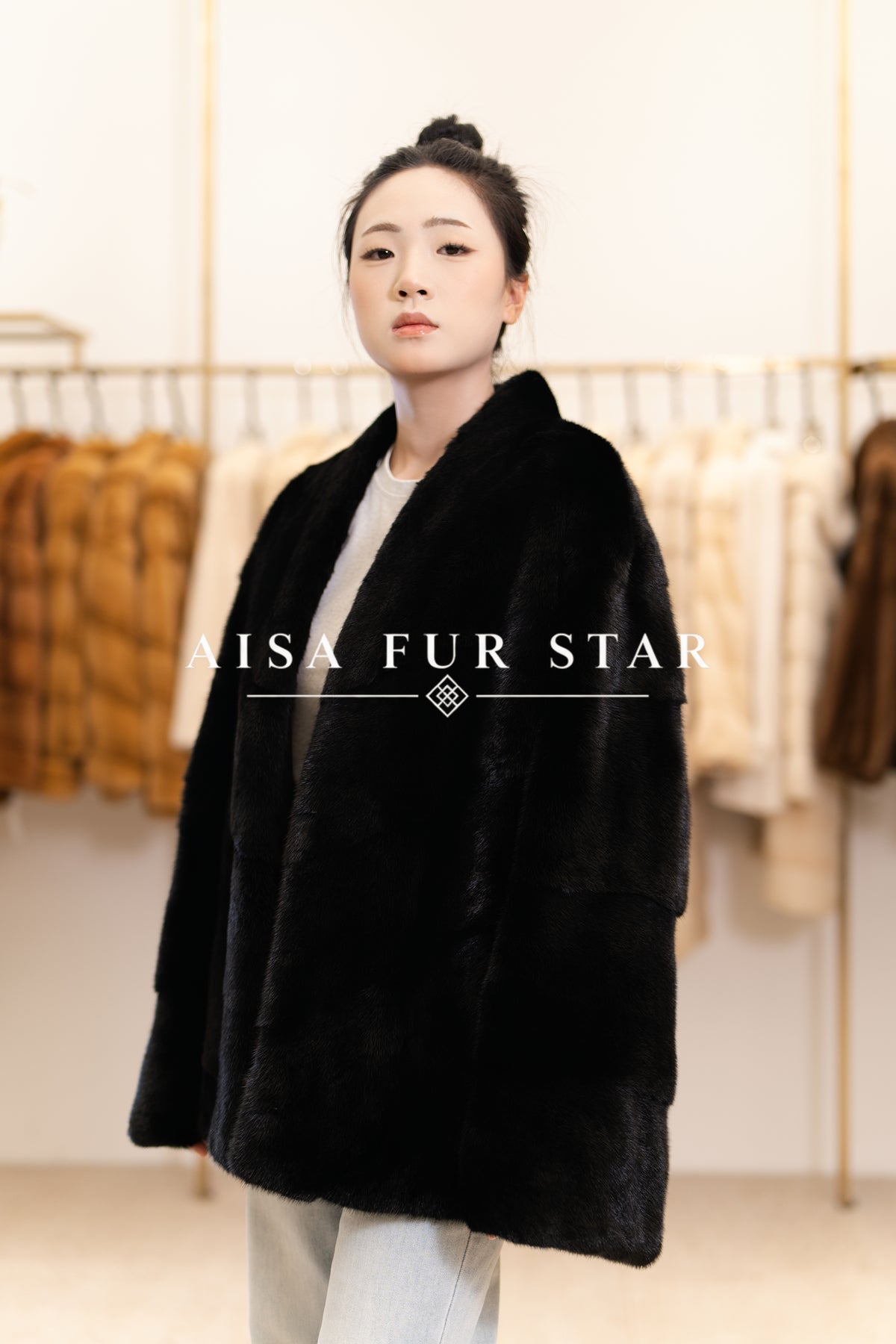 The Black Horizontal Panel Mink Coat