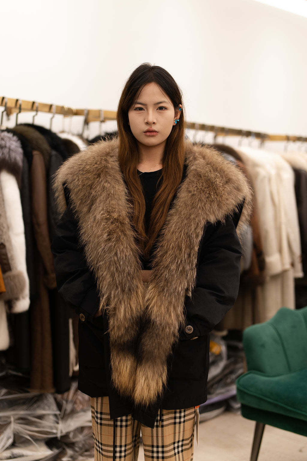 The Mink Fur Trimmed Belted Coat