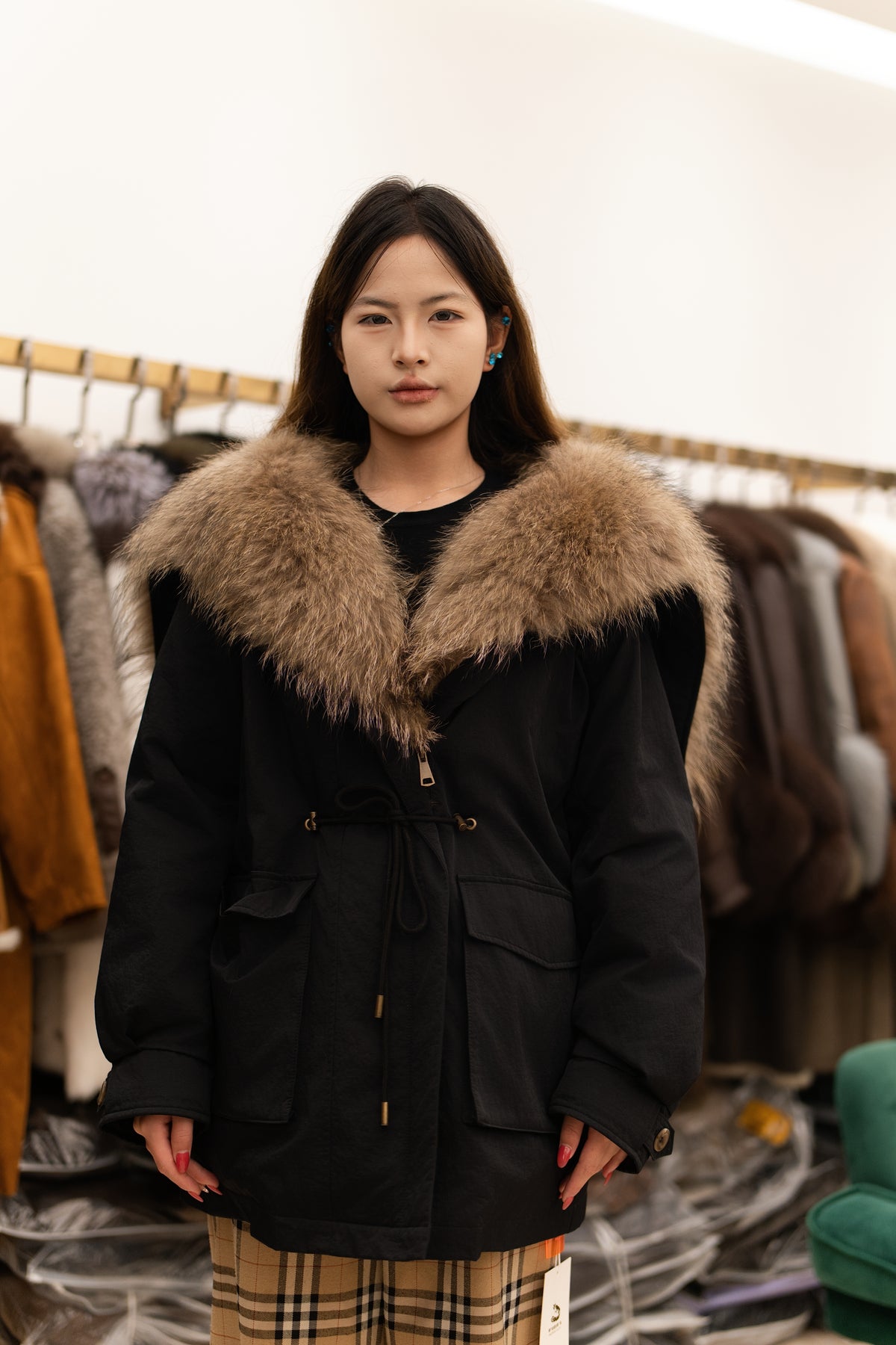 The Mink Fur Trimmed Belted Coat