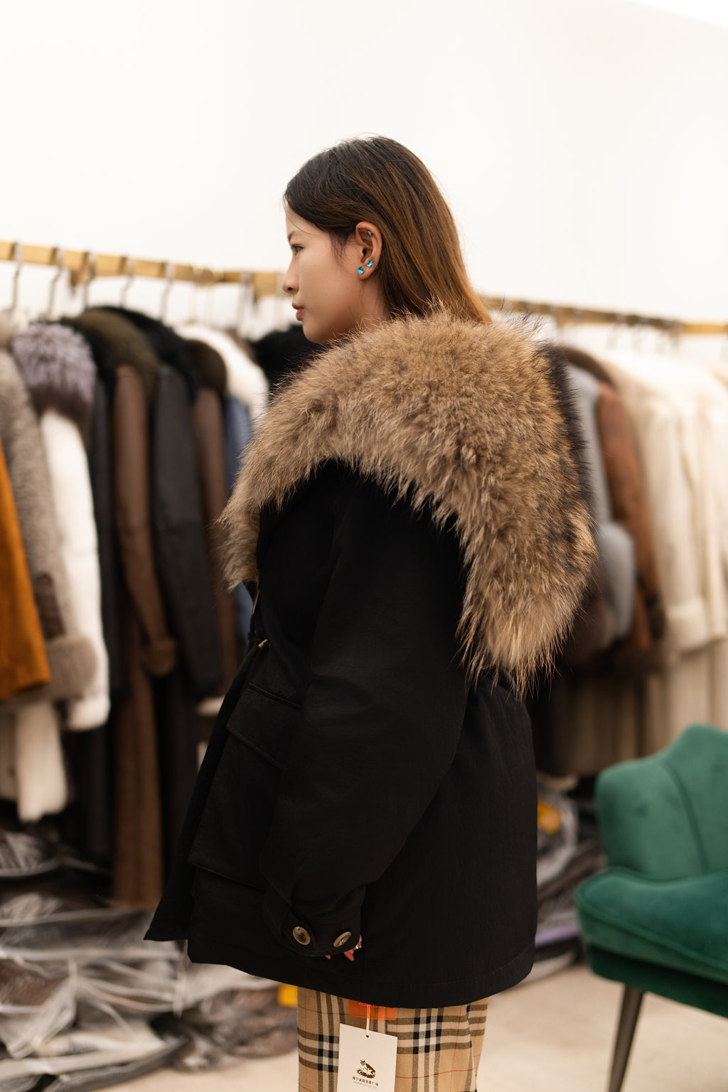 The Mink Fur Trimmed Belted Coat