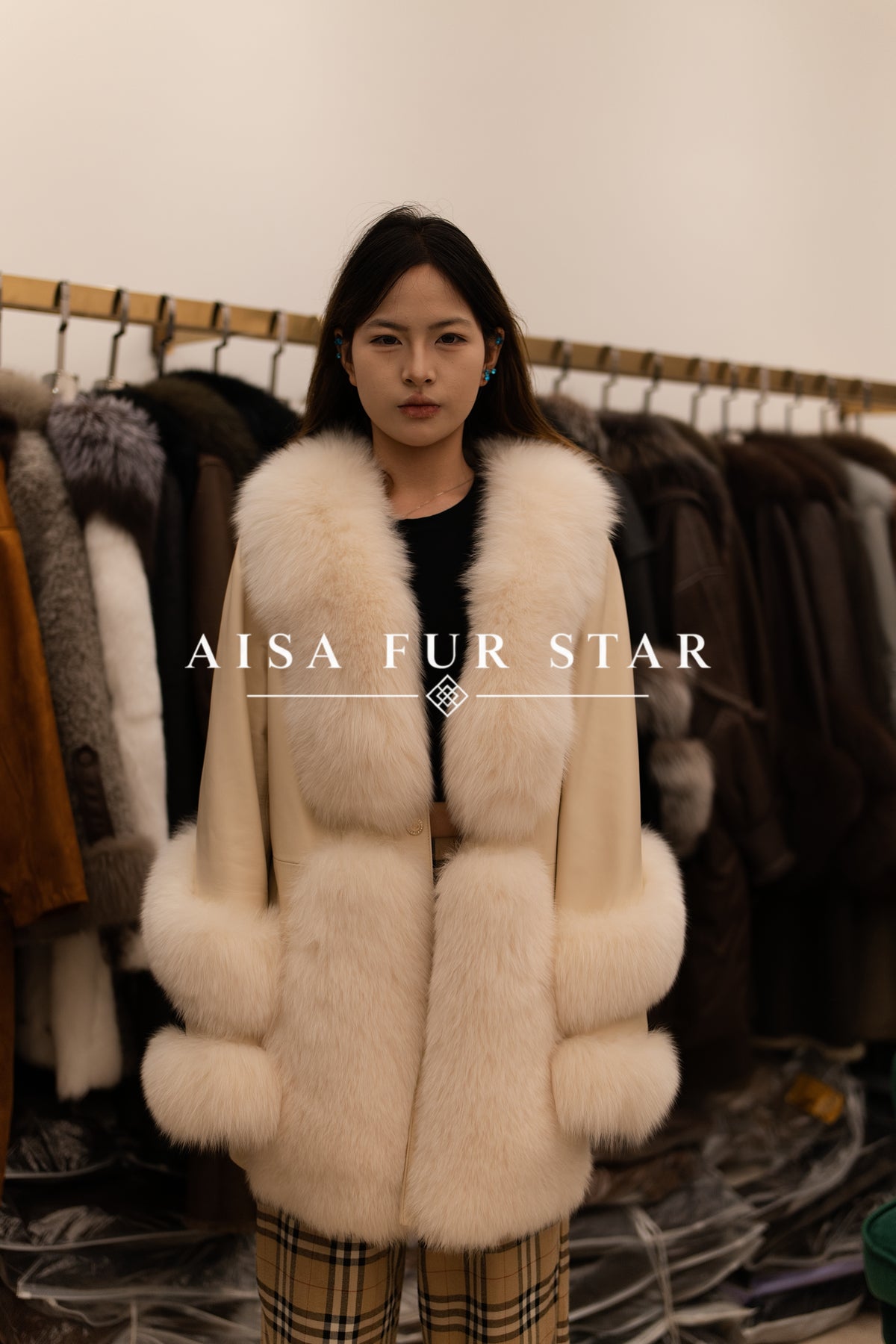 The Fur Trimmed Cream Mink Coat