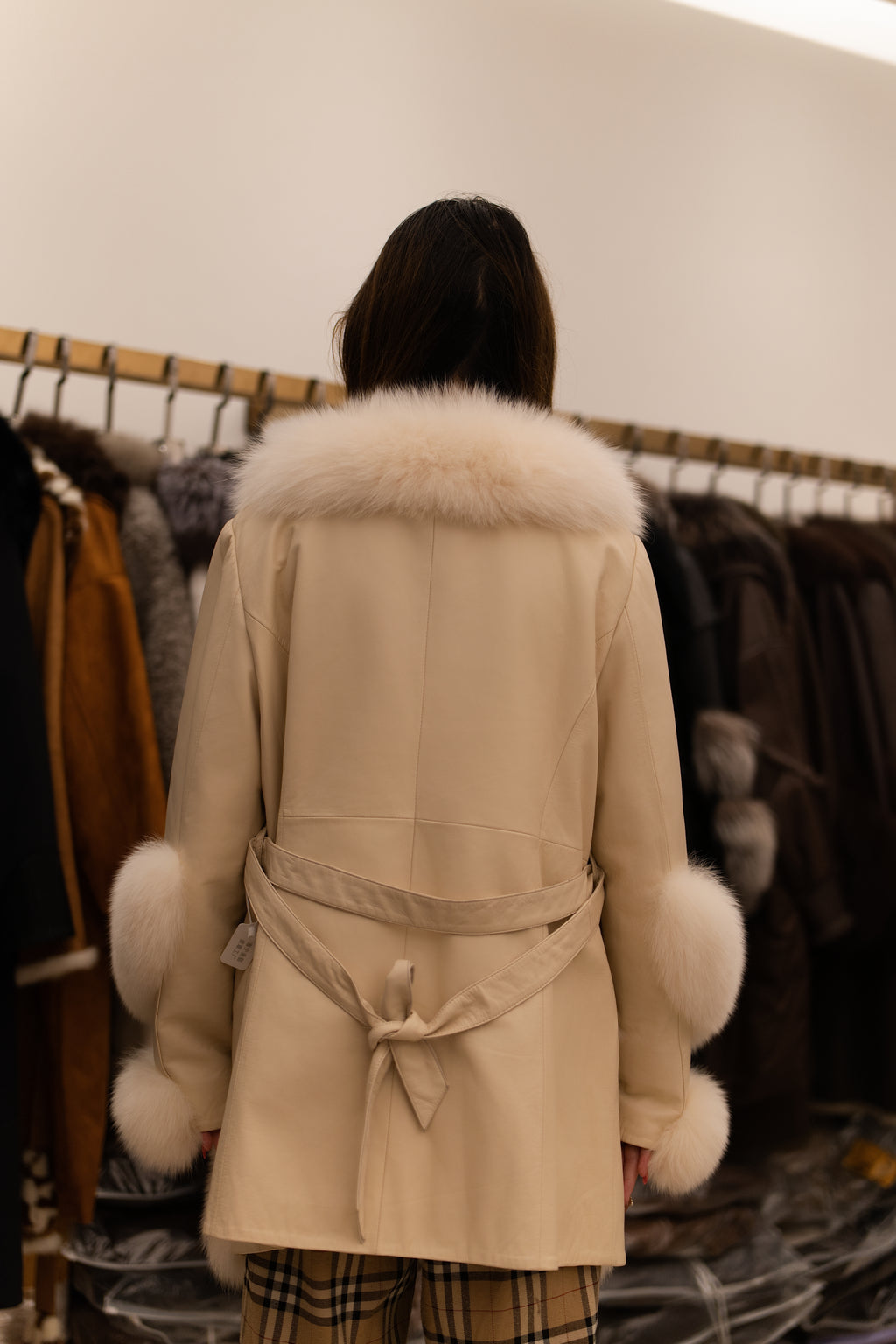 The Fur Trimmed Cream Mink Coat