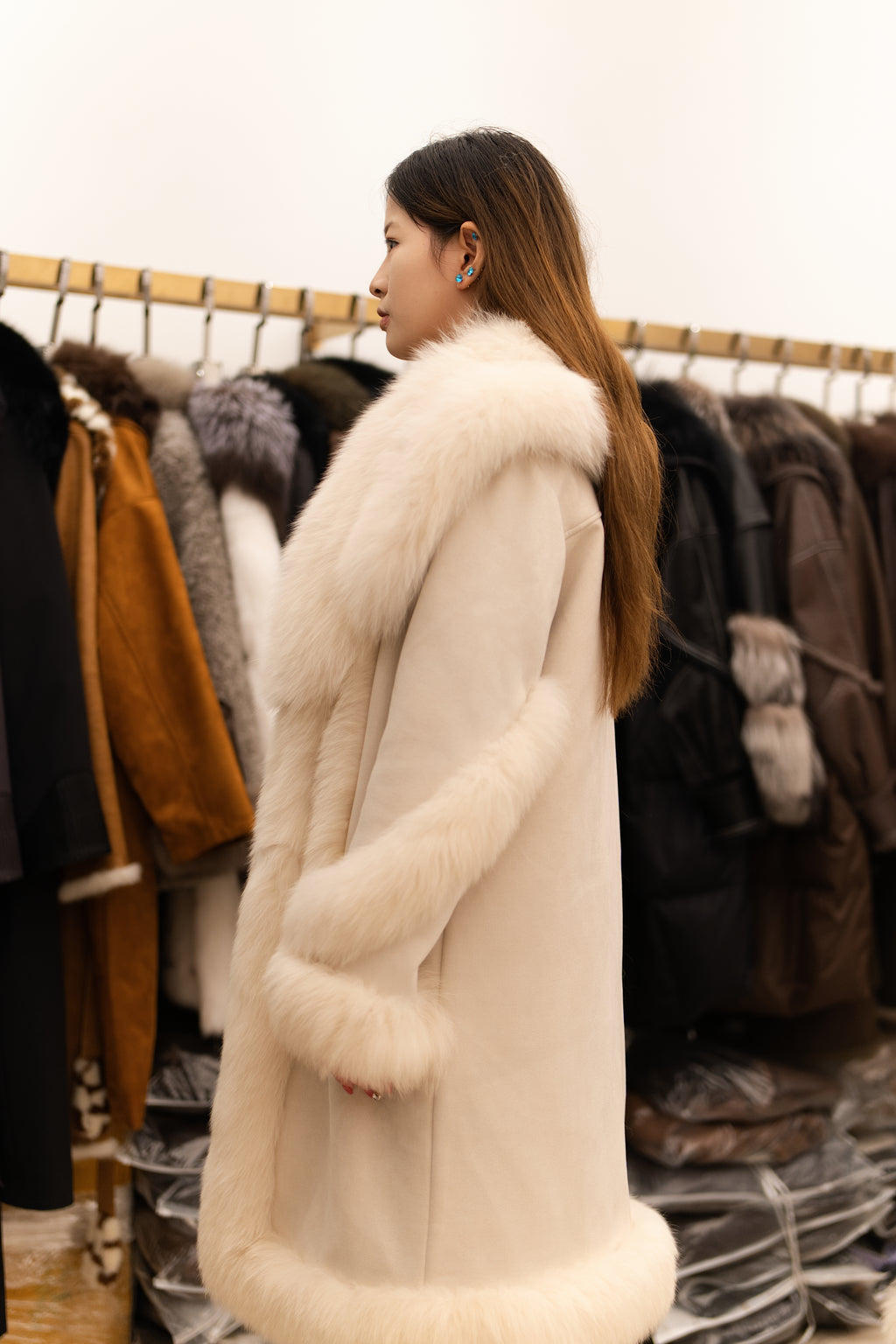 The Longline Fur Collar Mink Coat