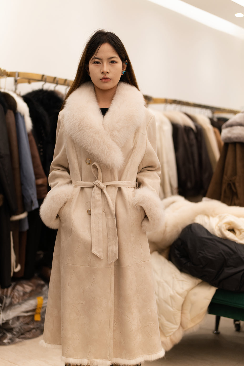 The Fur Collar Longline Mink Coat