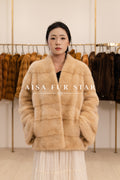 Sand Beige Horizontal Panel Mink Coat