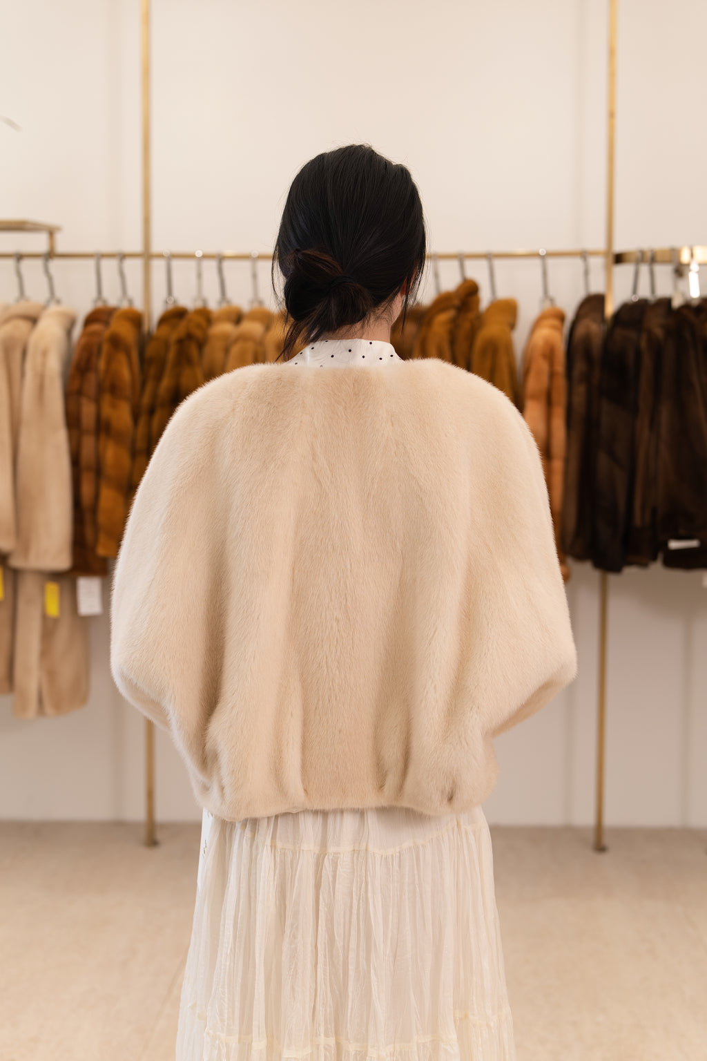 The Collarless Cropped Mink Coat